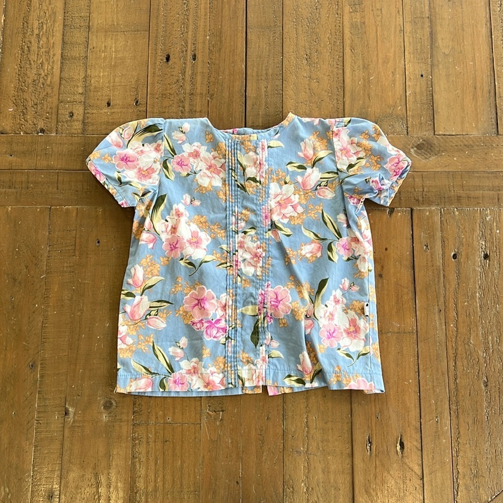 Lacey lane blue floral pleated top
